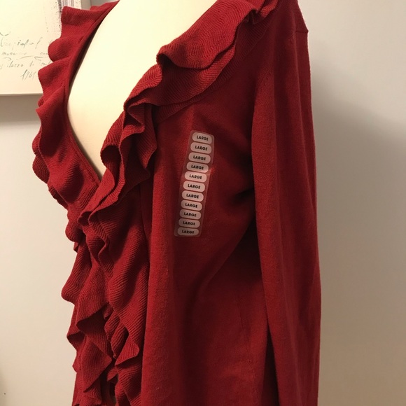 New Soft ruffled cardigan women’s large - Picture 2 of 3